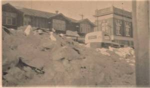 Taken from NE corner of 12th Ave and 4th St. Campbell block, and Harold J. Clasky's store, on left, Smith Block on right, all on West side of 12th Ave.  Campbell Block, and Clasky Store building would be on corner, where B of M is today.  History books say this was an empty lot.  Not true obviously. 
